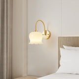 Fransk Blomma Skugga Glas Vägglampa Carvallo