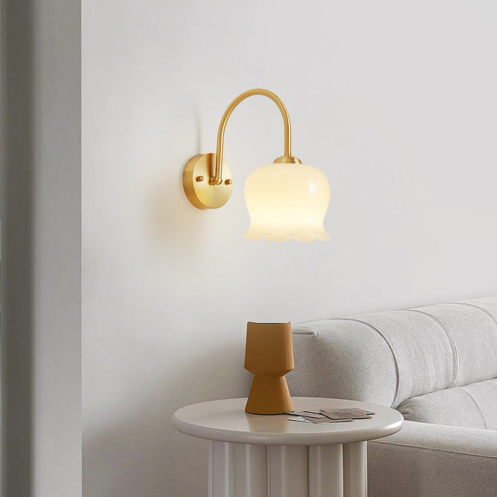 Fransk Blomma Skugga Glas Vägglampa Carvallo