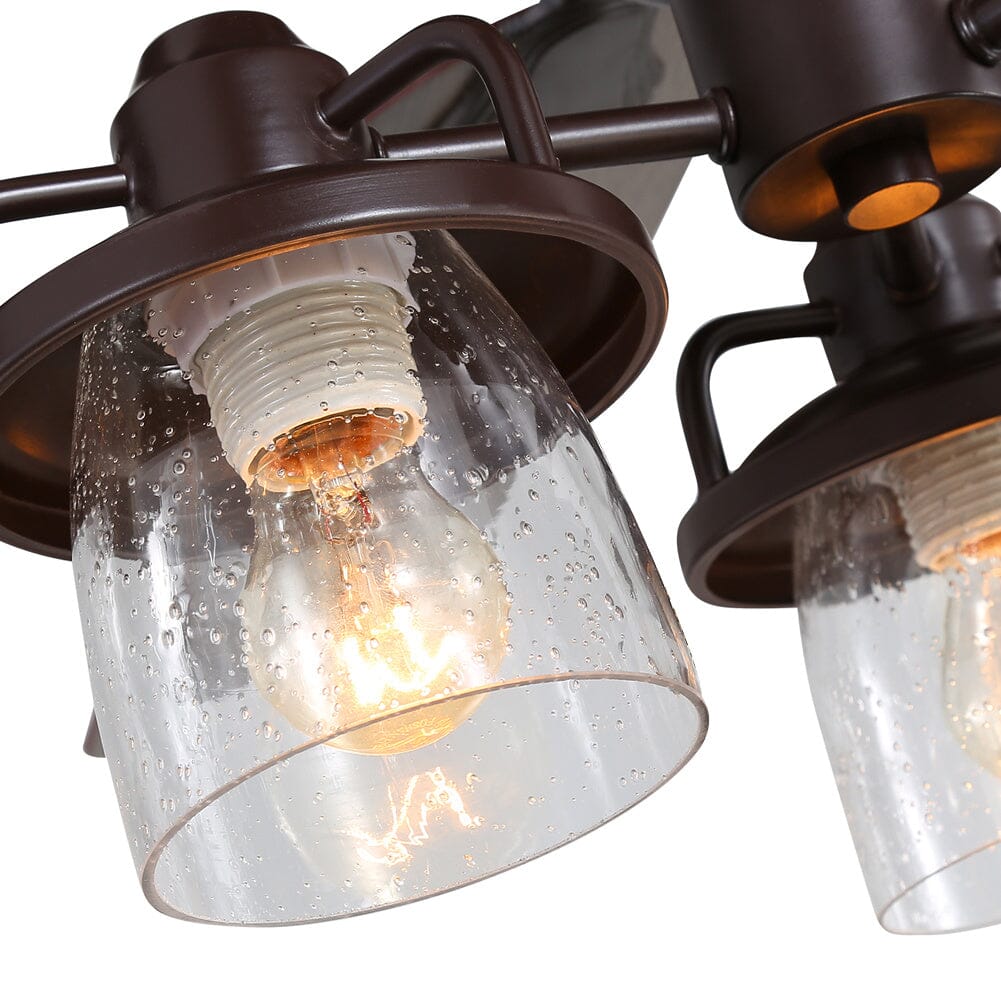 Rustik 52-tums trä takfläkt med fjärrkontroll och 3 LED-lampor Carvallo