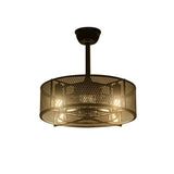 Nutida svart takfläkt med metallnätbur och 30W ljus Carvallo