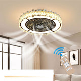 Stilren Rund Crystal LED Takmonterad Takfläkt Lampa Carvallo