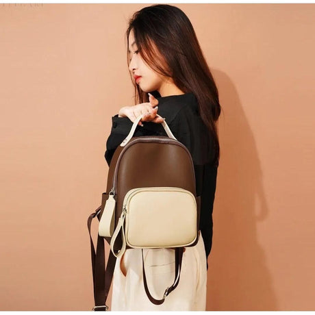 Nuvanié Lyx Dams Rucksack | Handgjord av Veganläder | Mångsidig & Stilren | I 4 Färger Carvallo