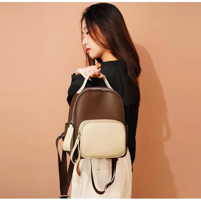 Nuvanié Lyx Dams Rucksack | Handgjord av Veganläder | Mångsidig & Stilren | I 4 Färger Carvallo