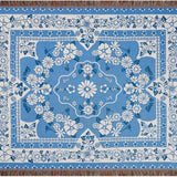 Lätt boho resefilt - Blå tusensköna blomma mönster Carvallo