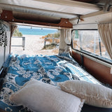 Lätt boho resefilt - Blå tusensköna blomma mönster Carvallo