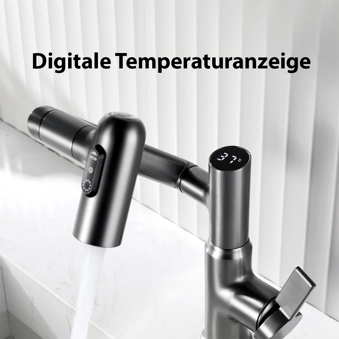 Badrumsblandare Svart Modern Mixer med LED-display Carvallo