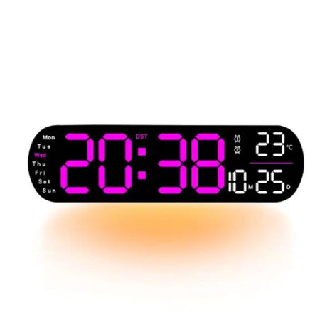 TimeGlow – Stor LED digital väggklocka med fjärrkontroll MILA Sverige