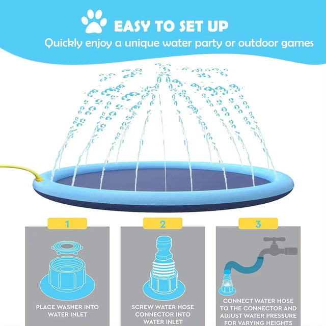 Pawellure Splash Pad för Hundar & Barn – Antiskid Sommar Sprinkler Mat för Utomhusskoj Carvallo