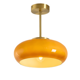 11" Mid-Century Stil Semi Flush Taklampa med Orange Glas Skärm Carvallo