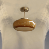 11" Mid-Century Stil Semi Flush Taklampa med Orange Glas Skärm Carvallo