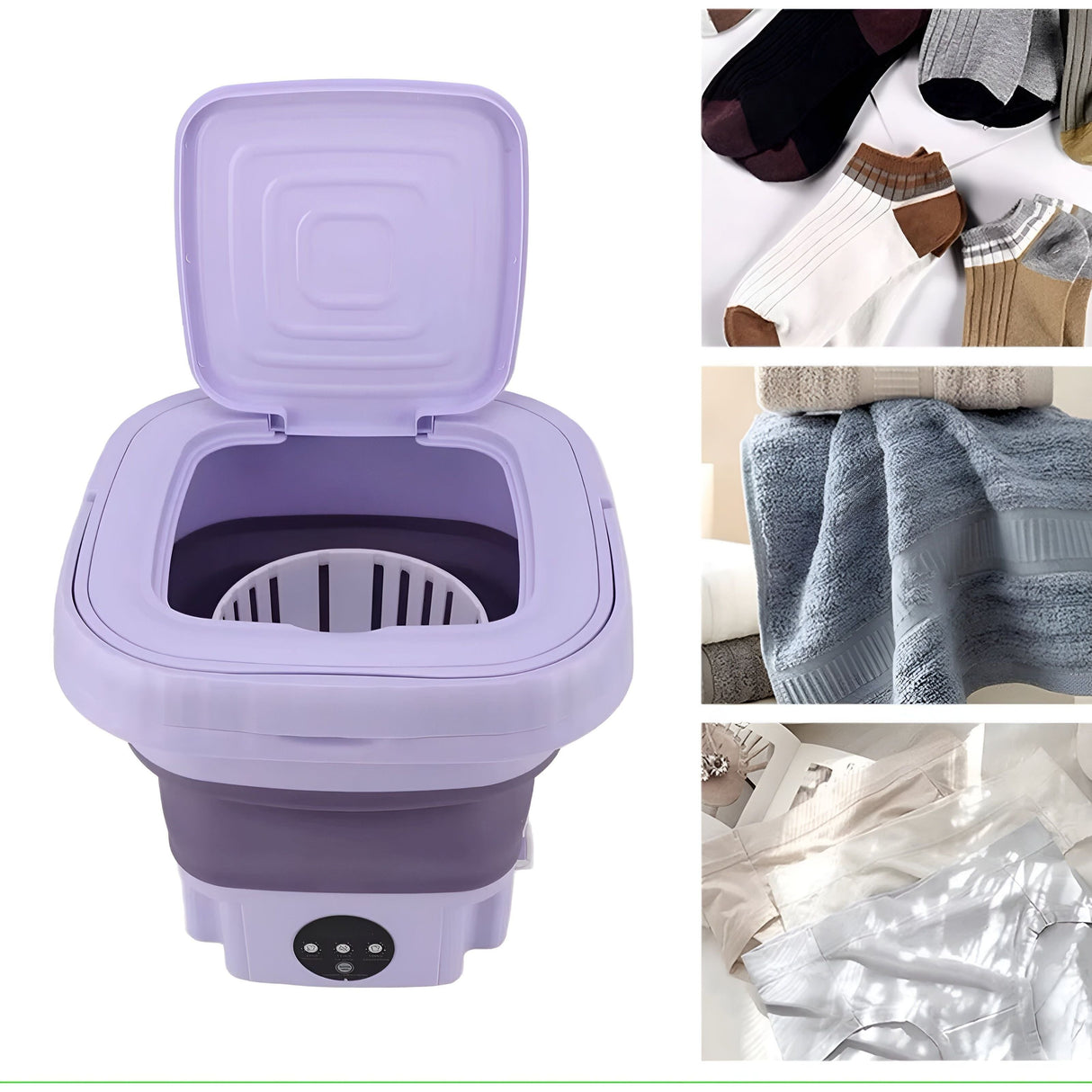 QuickSpin Tvättmaskin – Fällbar Mini Tvättmaskin med Torktumlare Carvallo