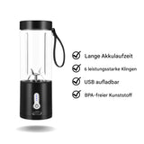 Bärbar Smoothiemaker med 6 kraftfulla blad – Kompakt mixer för att ta med Carvallo
