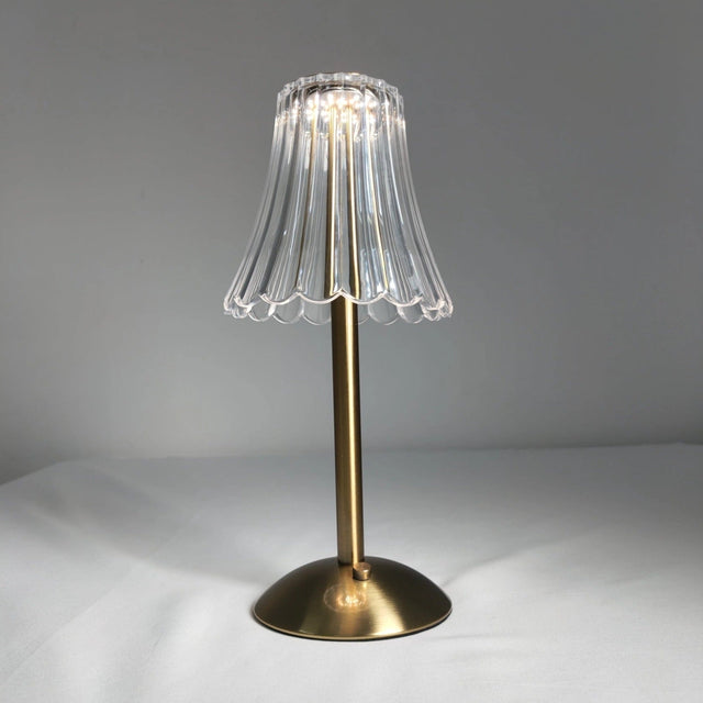 Elegant kristall-LED-bordslampa med mässingsfot – Vintage-inspirerad design Carvallo