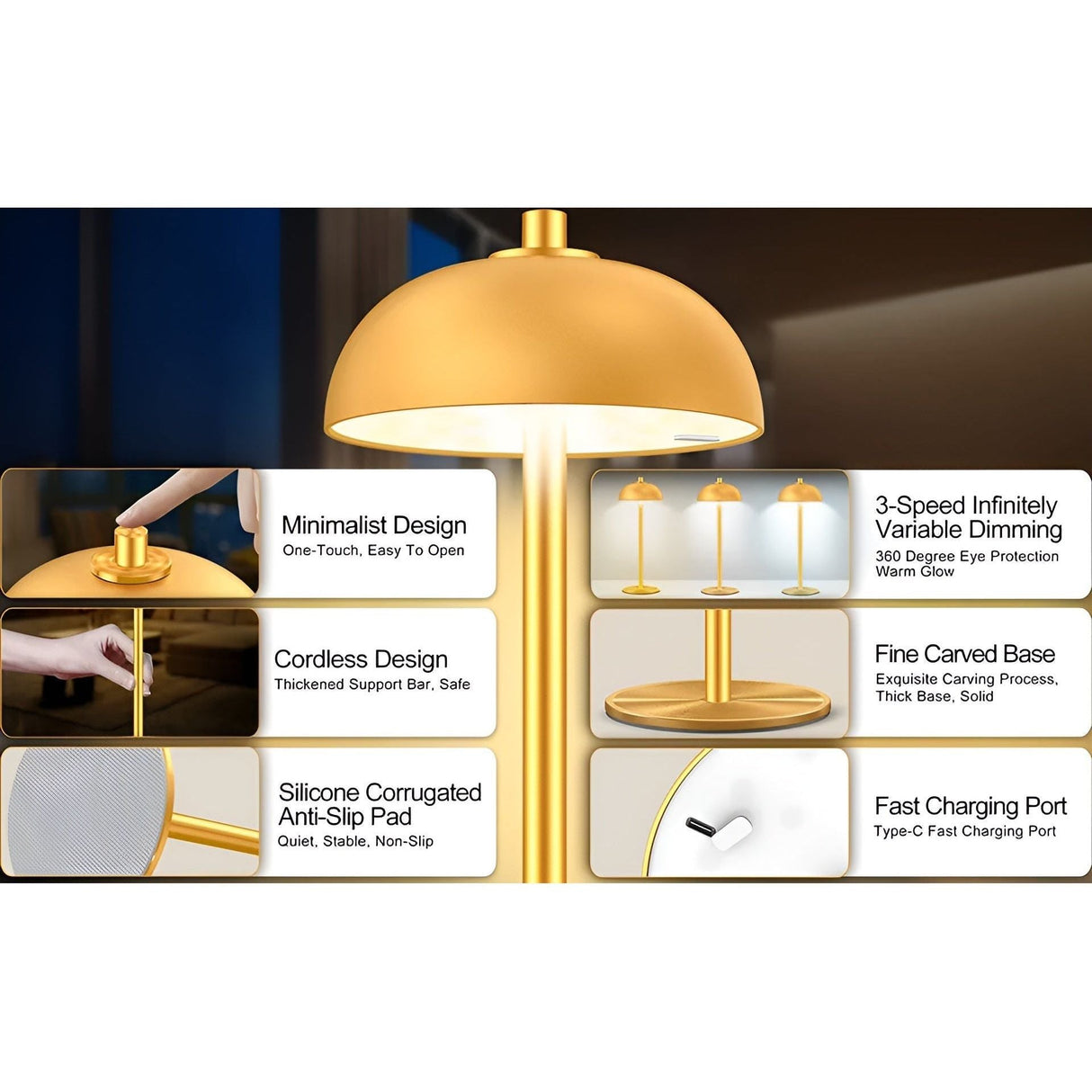 MystiGlow Lampa - Trådlampa svamp beröringslampa för kreativ stämningsbelysning Carvallo