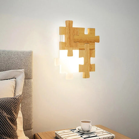 PuzzleGlow - Trä Pussel Vägglampa LED – Kreativ Barnrum- och Vardagsrumsbelysning Carvallo
