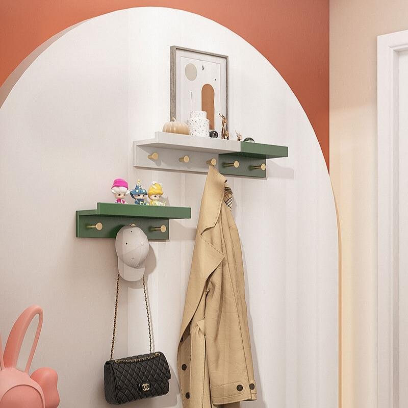 Stilig Vägghylla med Guldkrokar | Klädhängare | 2-5 Kroks Entréorganiseringshylla | Brick by Brick Carvallo