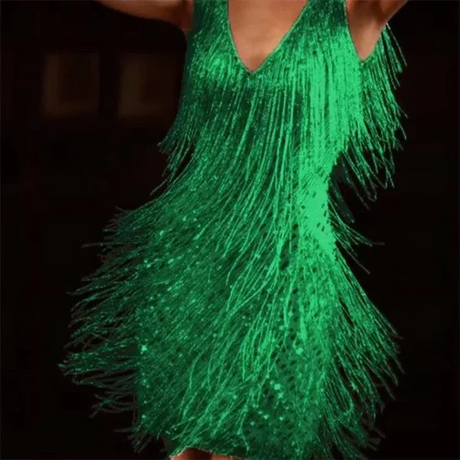 Kvinnors Prinsessklänning V-hals Polyester Spandex-Klänningar-Hemnix-Grön-S-Hemnix