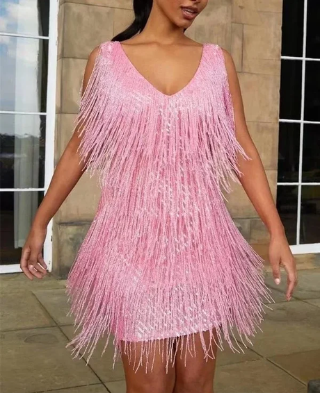 Kvinnors Prinsessklänning V-hals Polyester Spandex Hemnix