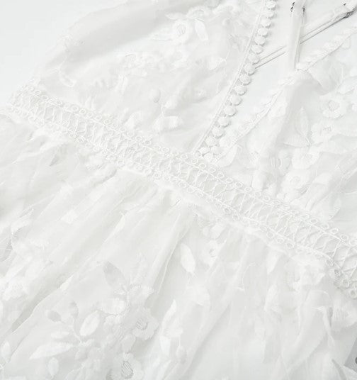 Dam Cocktailklänning Knälängd Blommor Broderi Nätverk för Bröllop och Fest-Cocktailklänningar-Hemnix-Hemnix