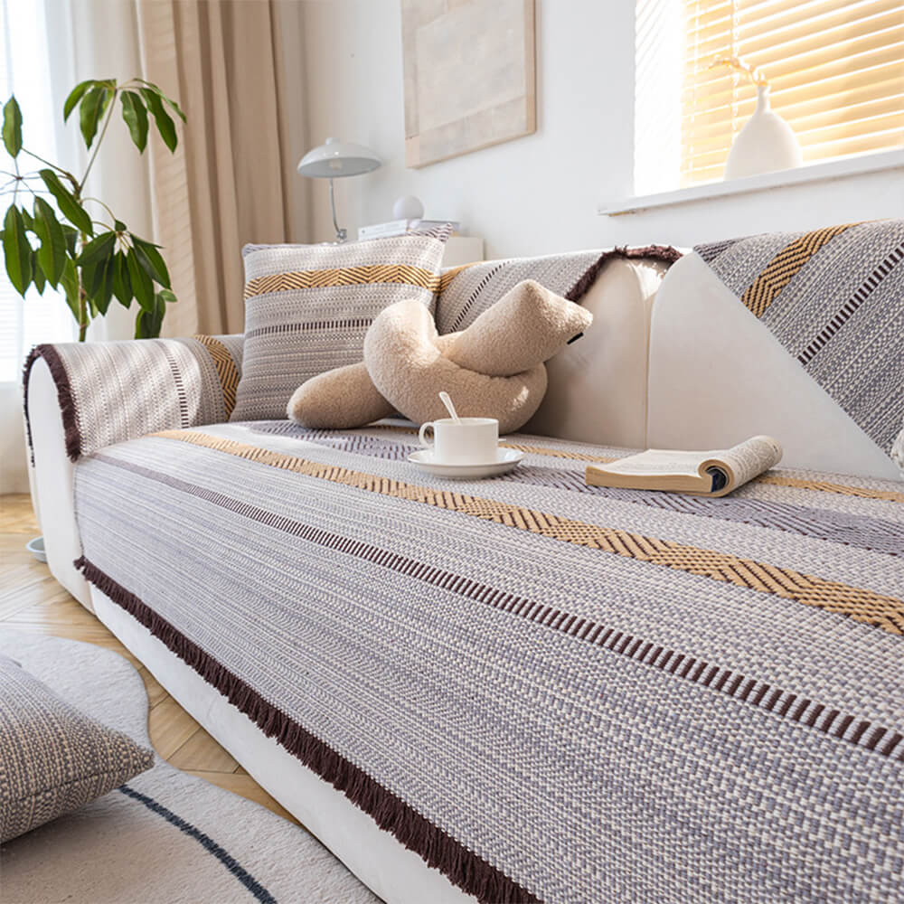 Klassisk Naturlig Bomull Lin Andningsbar Sofföverdrag 90x180cm Carvallo