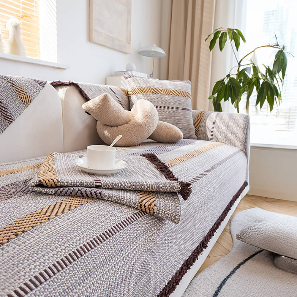 Klassisk Naturlig Bomull Lin Andningsbar Sofföverdrag 90x180cm Carvallo