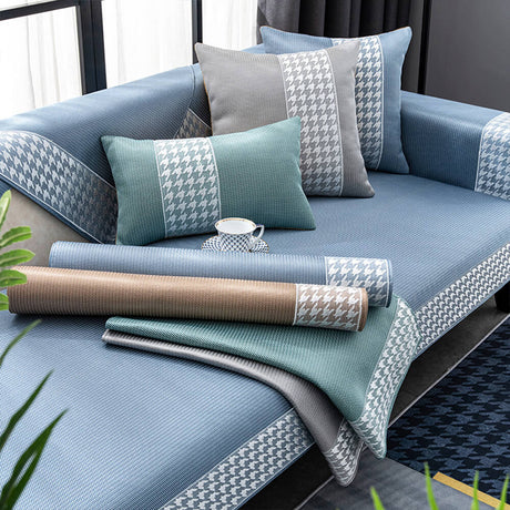 Kylande Houndstooth Is Silke Andningsbar Sofföverdrag Carvallo