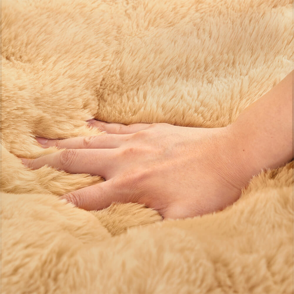 Ultra Soft Faux Rabbit Fur Pet Mat Lyxigt Komfort Stöd Carvallo
