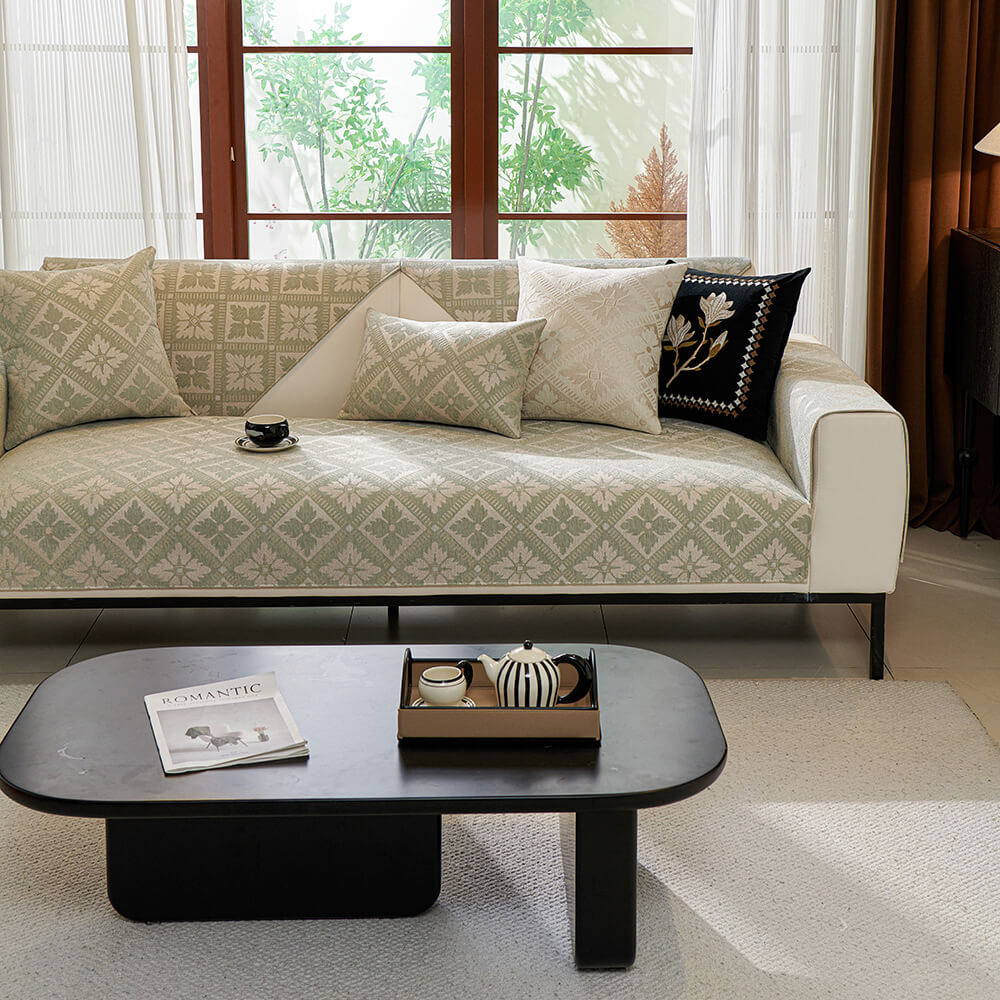 Fransk Elegans Chenille Mjuk Andningsbar Sofföverdrag 4 Säsonger Carvallo