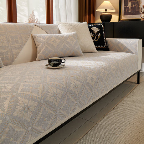 Fransk Elegans Chenille Mjuk Andningsbar Sofföverdrag 4 Säsonger Carvallo