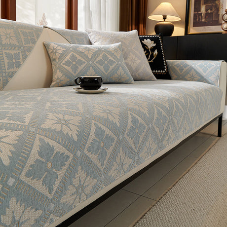 Fransk Elegans Chenille Mjuk Andningsbar Sofföverdrag 4 Säsonger Carvallo