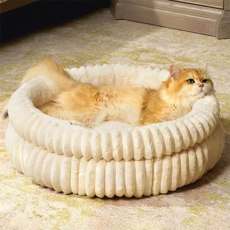 Ultra-Plush Mjölk Sammet Faux Fur Husdjurs Säng Cozy Comfort Carvallo