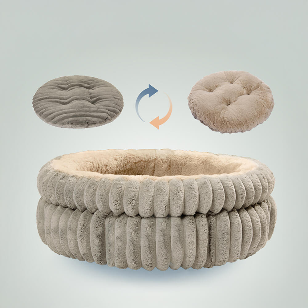 Ultra-Plush Mjölk Sammet Faux Fur Husdjurs Säng Cozy Comfort Carvallo