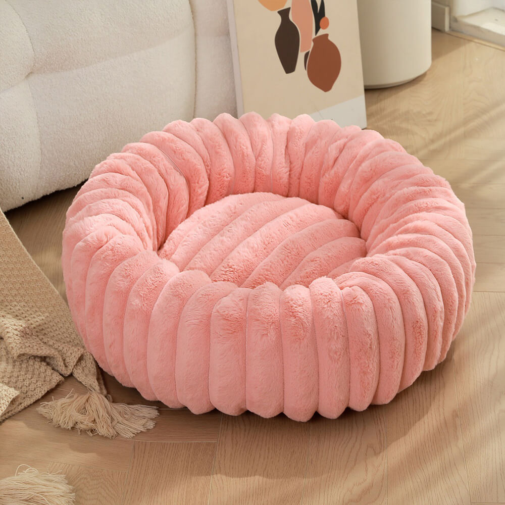 Ultra-Mjuk Donut Husdjursbädd Mysig Stödjande Plush Design Carvallo