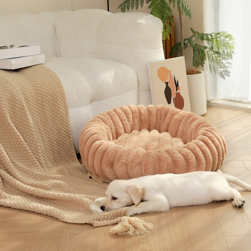 Ultra-Mjuk Donut Husdjursbädd Mysig Stödjande Plush Design Carvallo
