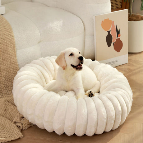 Ultra-Mjuk Donut Husdjursbädd Mysig Stödjande Plush Design Carvallo