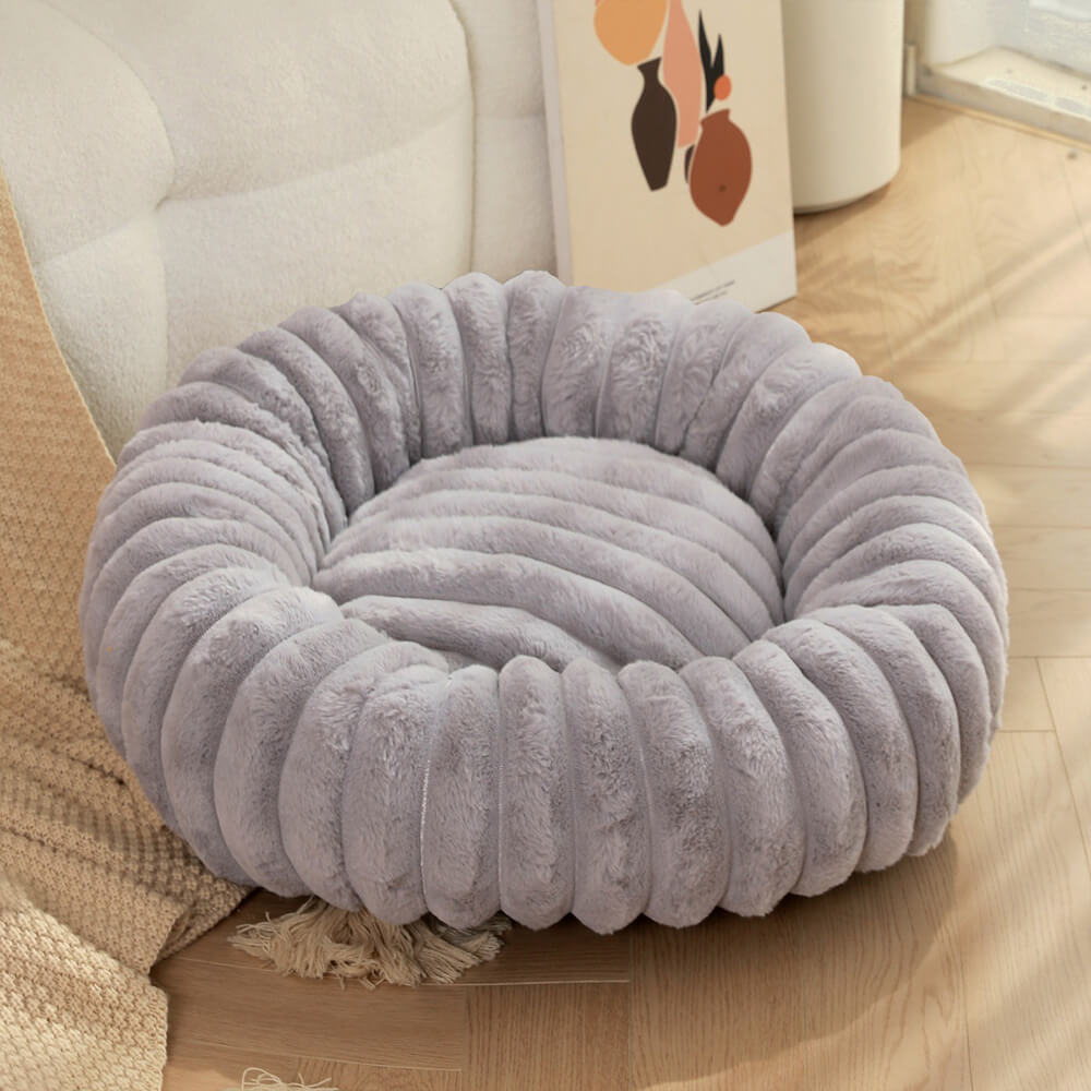 Ultra-Mjuk Donut Husdjursbädd Mysig Stödjande Plush Design Carvallo