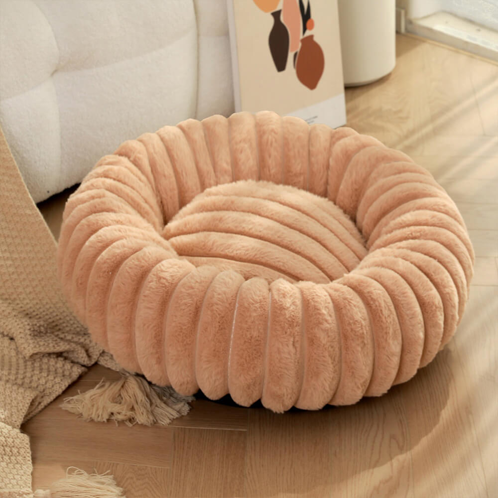 Ultra-Mjuk Donut Husdjursbädd Mysig Stödjande Plush Design Carvallo