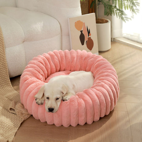 Ultra-Mjuk Donut Husdjursbädd Mysig Stödjande Plush Design Carvallo