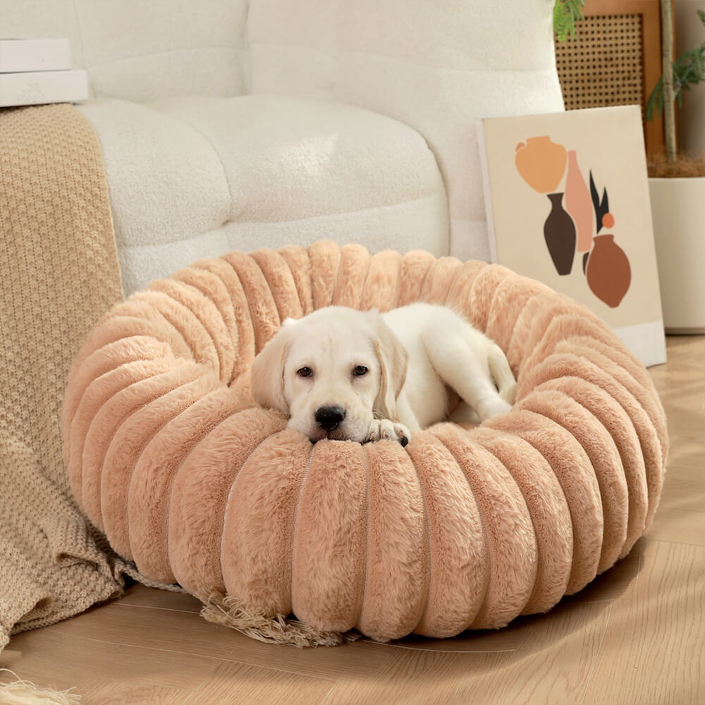 Ultra-Mjuk Donut Husdjursbädd Mysig Stödjande Plush Design Carvallo