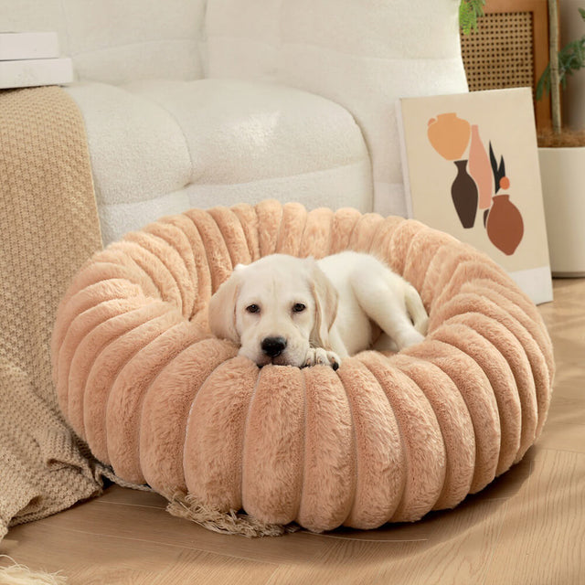 Ultra-Mjuk Donut Husdjursbädd Mysig Stödjande Plush Design Carvallo