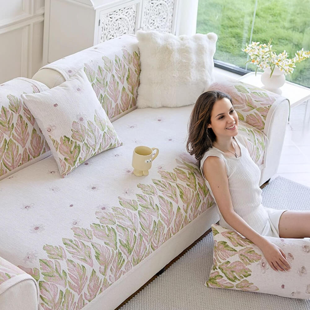 Chenille Romantisk Botanisk Design Bekväm Sofföverdrag Carvallo