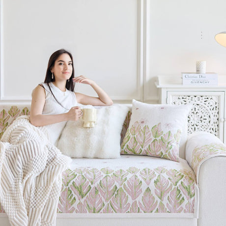 Chenille Romantisk Botanisk Design Bekväm Sofföverdrag Carvallo