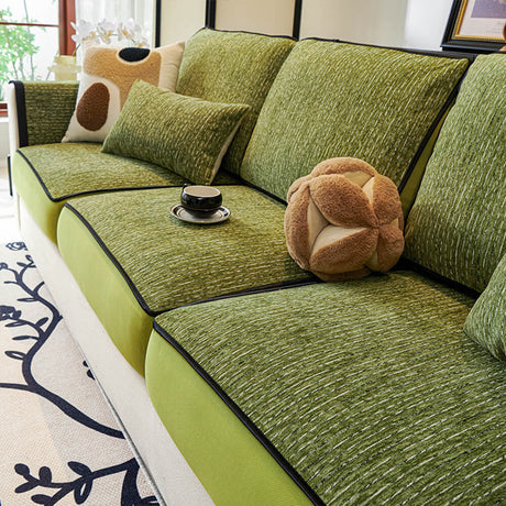 Linear Modern Stretch Chenille Full Wrap Sofföverdrag - Mjukt Hållbart Design Carvallo