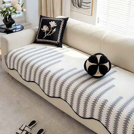 ArtiLounge Täckning - Modern Chevron Rand Chenille Sofföverdrag Carvallo