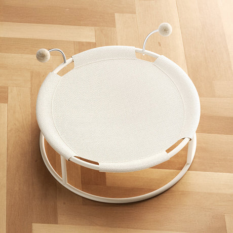 Rund Andningsbar Fuktbevis Varm Nät Kattbädd med Pom-Poms Carvallo