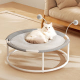 Rund Andningsbar Fuktbevis Varm Nät Kattbädd med Pom-Poms Carvallo