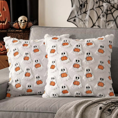 Mysigt örngott i konstfleece med pumpa – Kuddfodral för festligt Halloween-inredning MILA Sverige