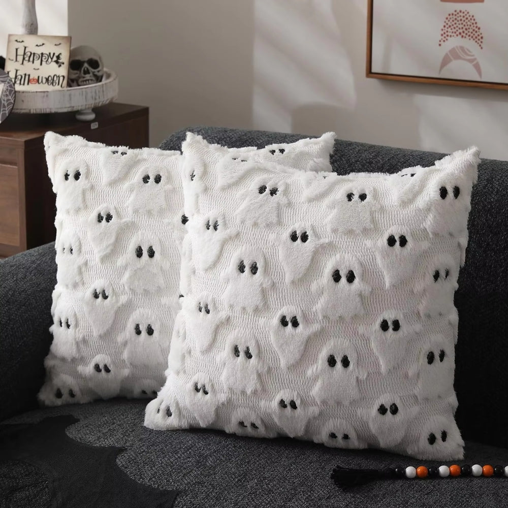 Mysigt örngott i konstfleece med pumpa – Kuddfodral för festligt Halloween-inredning MILA Sverige