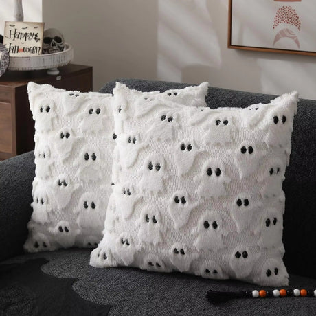 Mysigt örngott i konstfleece med pumpa – Kuddfodral för festligt Halloween-inredning MILA Sverige
