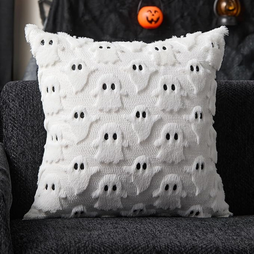 Mysigt örngott i konstfleece med pumpa – Kuddfodral för festligt Halloween-inredning MILA Sverige